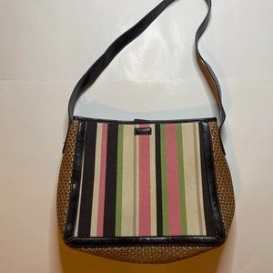 Adorable Vintage Relic Pastel and Brown Leather Purse